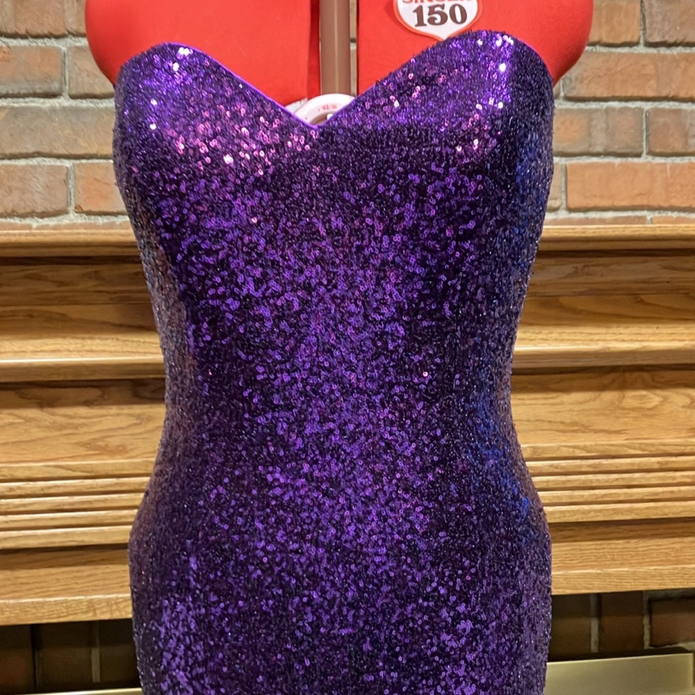 NWOT sz 16 JK royal purple sequin bodycon gown